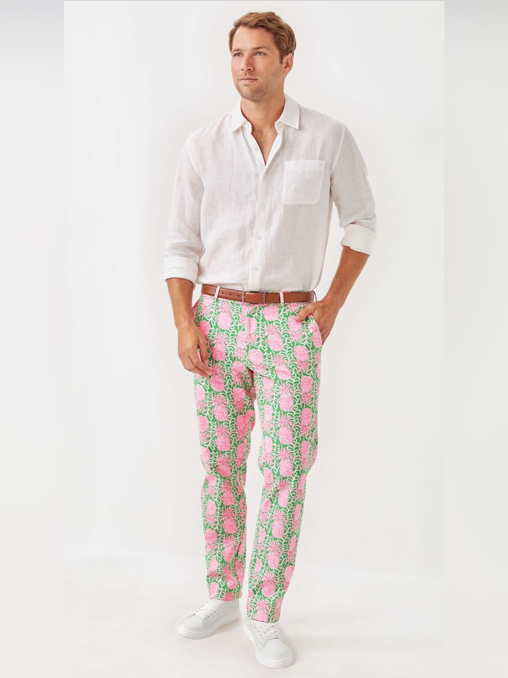NWT Lilly Pulitzer Men’s Stuff Mizner Pant Fauna Green Party Like A Pineapple 38